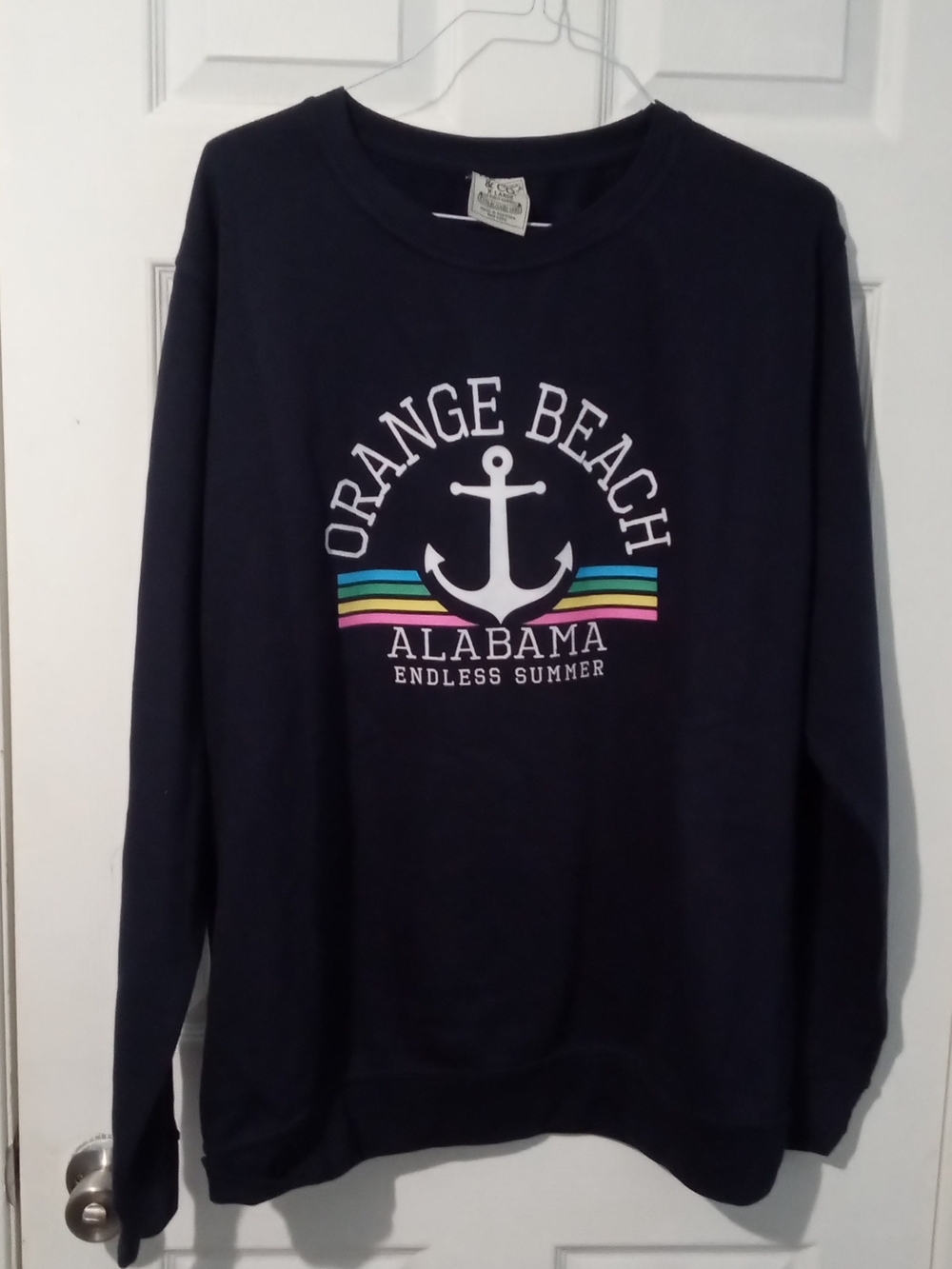 Navy Orange Beach Alabama Anchor Crewneck Sweatshirt